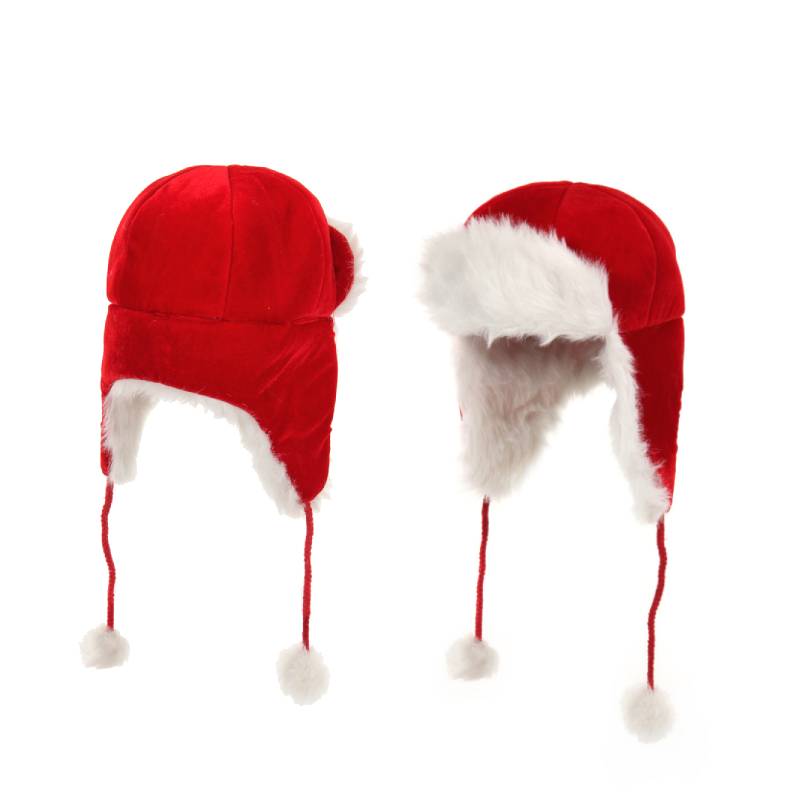 Buy Santa Bomber Hat with Red Ties and Pom Poms - Cappel's