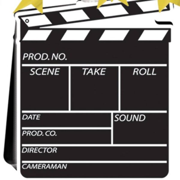 movie set clapboard centerpiece w foil burst