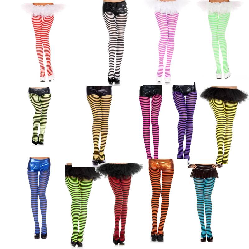 Adult Halloween Green Striped Tights Adult Halloween Green Striped Tights