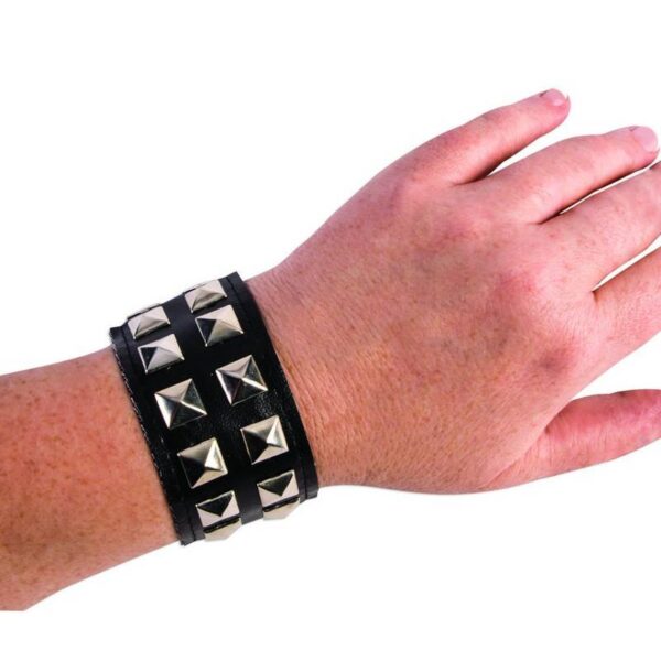 Leather Like Double Row Studded Bracelet