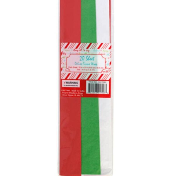 Tissue Wrapping Paper - Red, White, Green