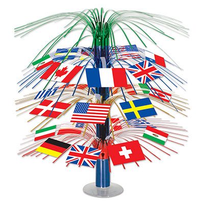 Mixed International Flags Cascade Centerpiece