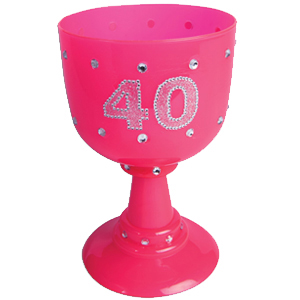 Buy Age 40 Plastic Goblet Drinking Glass with Rhinestones - Cappel's