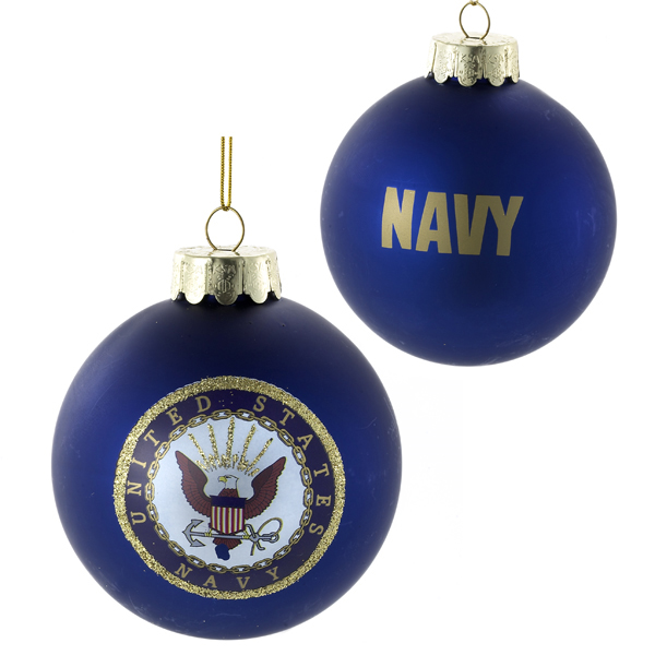 Navy Ornament Round Glass Christmas Tree Ornament - Cappel's