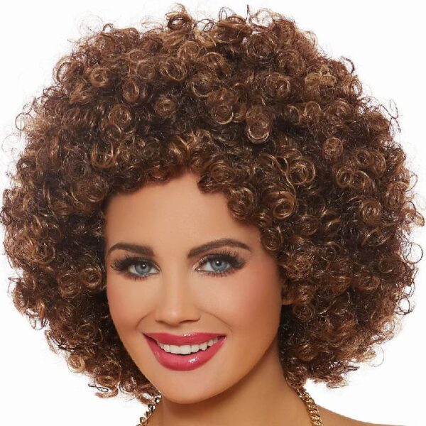 Disco Wig Unisex Brown w Highlights