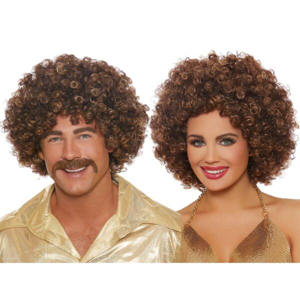 Disco Wig Unisex Brown w Highlights