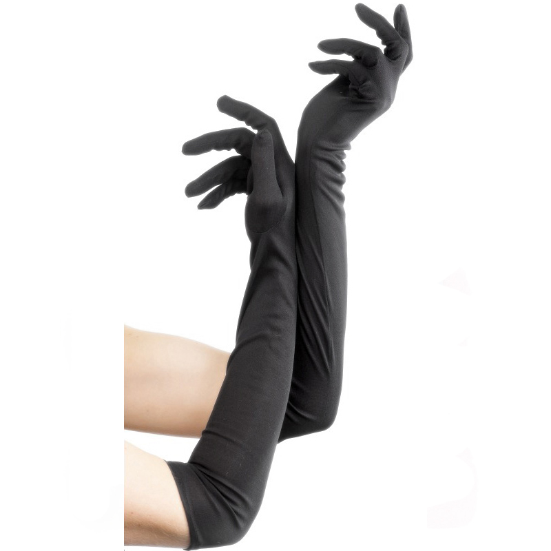 white elbow length gloves