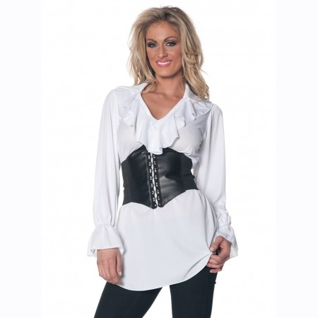 White Ruffled Peasant Renaissance or Pirate Blouse - Cappel's