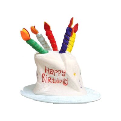 Plush Birthday Cake Hat w Candles