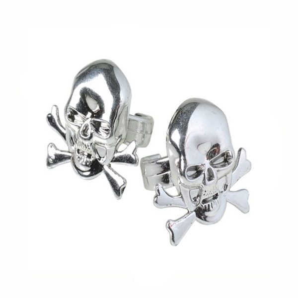 symbool sticker Stap Buy Party Silver Metallic Plastic Skull Crossbones Ring - Cappel's