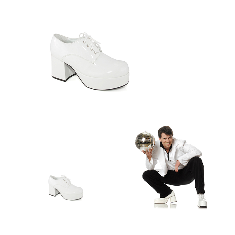 1970s Mens White Disco Platform Shoes 