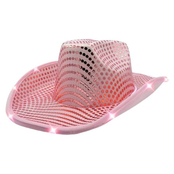 PINK Sequin Stitched Western Hat w LED Lights