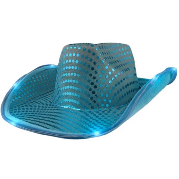 TEAL Sequin Stitched Western Hat w LED Lights