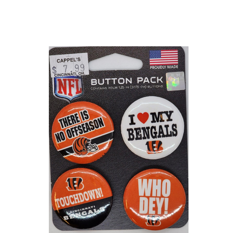 Officially Licensed Cincinnati Bengals Button Pack - Cappel's