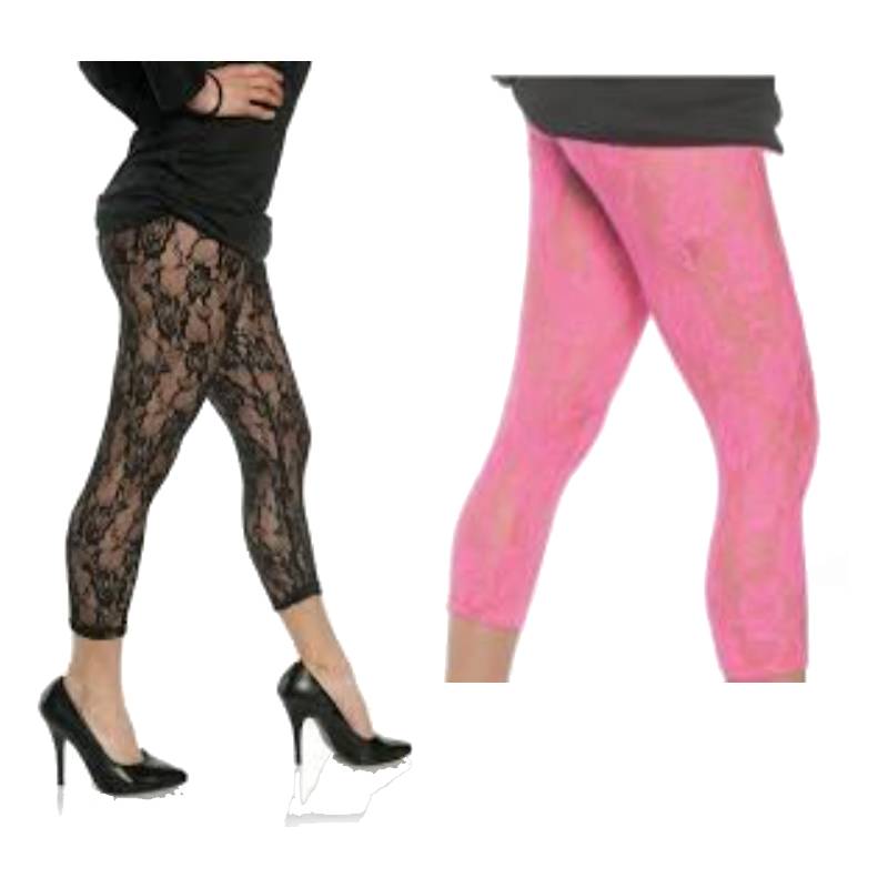 Women's Viscose Bottom Designer Lace Leggings Combo (Pack of 2) (Black and  Pink) - Free Size