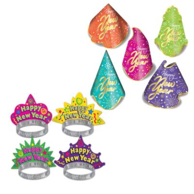 Color Brite New Year's Eve hats and tiaras