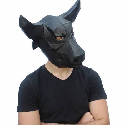 Black Plastic Horned Face Mask w Rhinestones - Cappel's