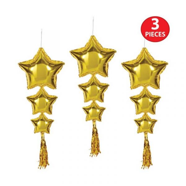 gold star balloons with tassels