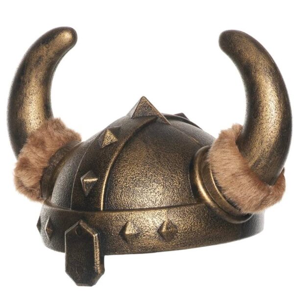 Brushed Plastic Viking Helmet w Fur