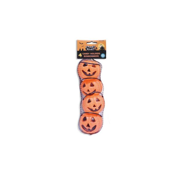 2.5" Plastic Halloween Candy Pail Holder- pumpkins