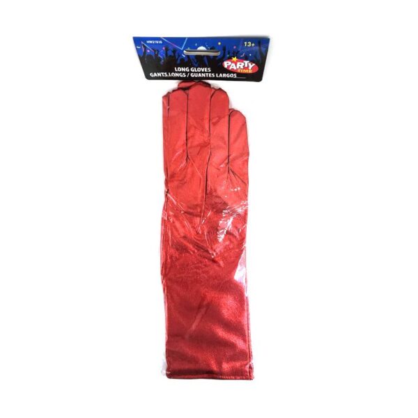 red 13" Lame Fabric Gloves