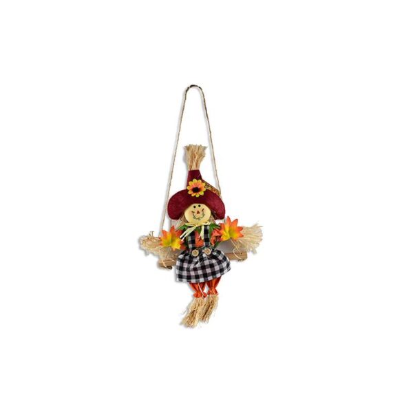 14" Hanging Straw Scarecrow on String- girl