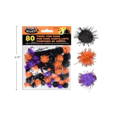 Tinsel/Acrylic Fright Night Asst Pom Poms