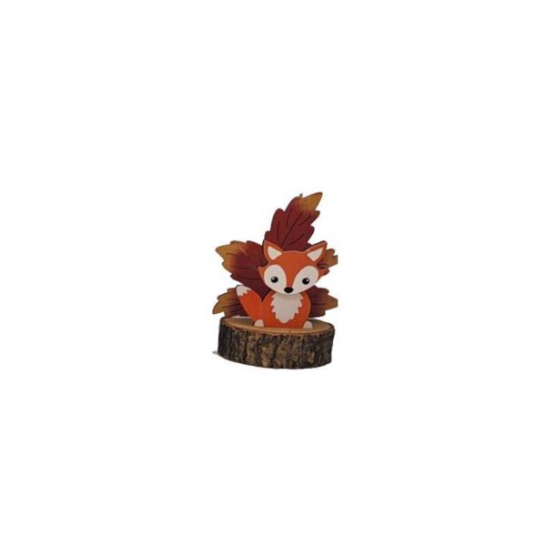 4.5" Wood Harvest Animal on Log Slice- fox