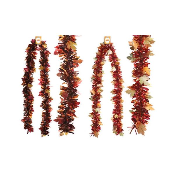 6.5" Fall Metallic Festooning Garland w Leaves