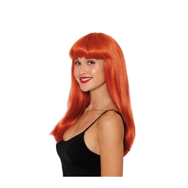 Long Wig w Bangs Auburn Red