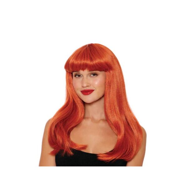 Long Wig w Bangs Auburn Red