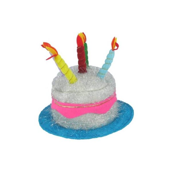 Fabric Birthday Hat w Candles & Tinsel