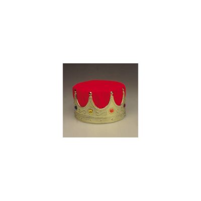 Adult Plated Plastic Fabric King Crown w Jewels