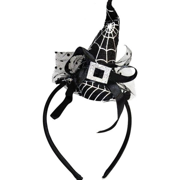 Small Spider Web Witch Hat Headband w Buckle