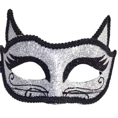 Glittered Cat Half Mask w Ears