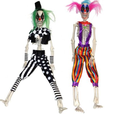 16" Dressed Hanging Skeleton Clowns