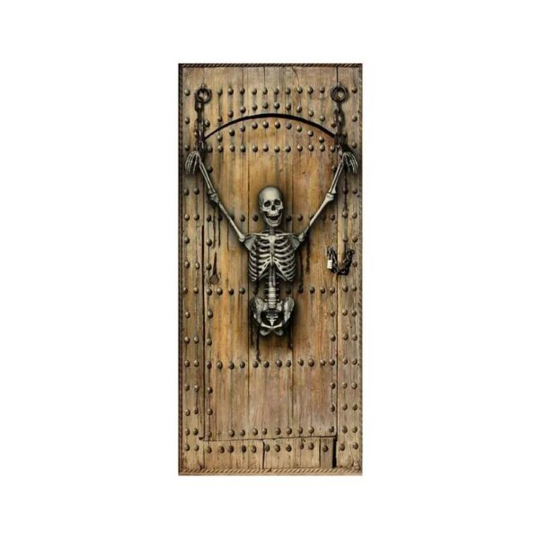 39" x 71" Fabric Halloween Door Cover- dungeon entrance