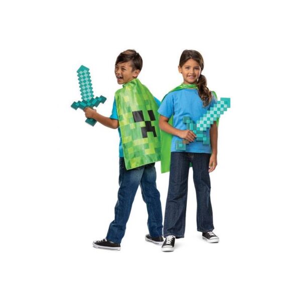 Plastic Minecraft Sword & Cape Set