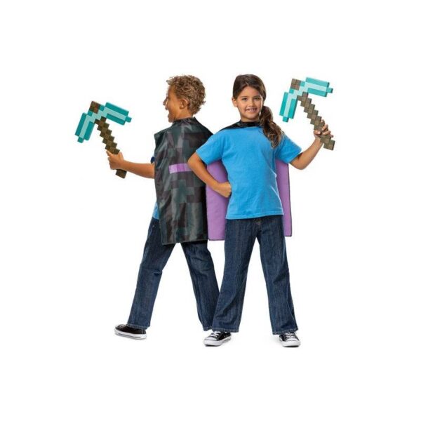 Plastic Minecraft Pickaxe & Cape Set