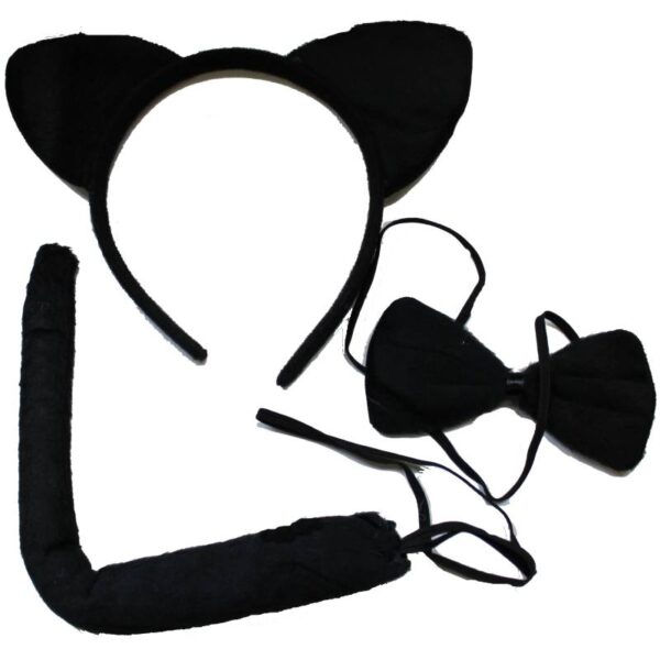 Plush Cat Ears Tail Bow Tie Set