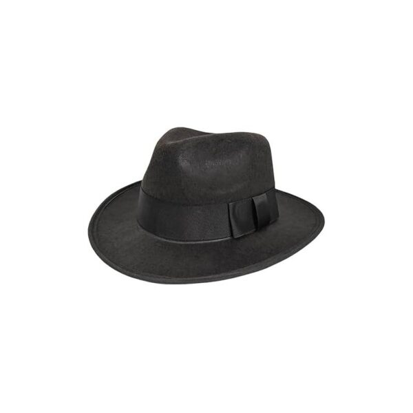 Deluxe Felt Wide Brim Fedora Hat- black