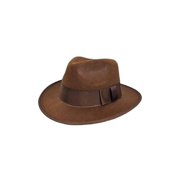 Deluxe Felt Wide Brim Fedora Hat- brown