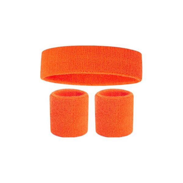 orange 80s 3 Piece Sweatband Set