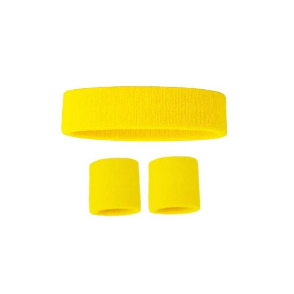 yellow 80s 3 Piece Sweatband Set