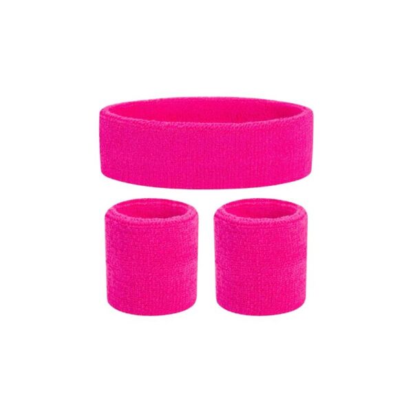 pink 80s 3 Piece Sweatband Set