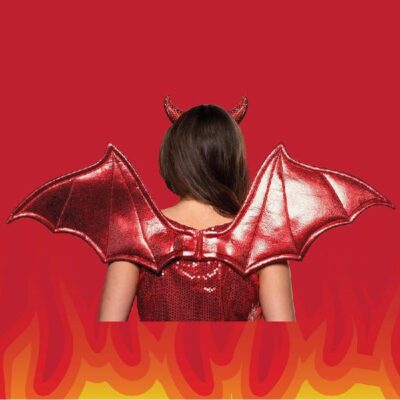 Red Metallic Fabric Devil Wings