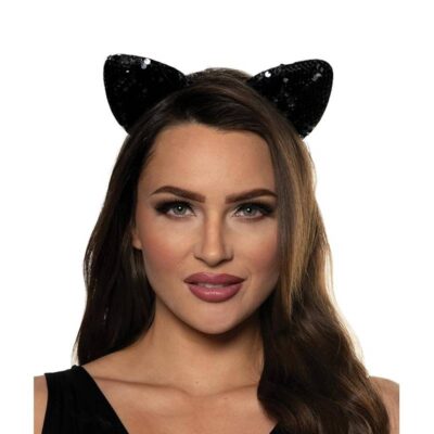 Black Sequin Cat Ears Headband