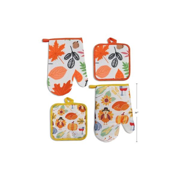 Fall Harvest Fabric Oven Mitt & Pot Holder Set