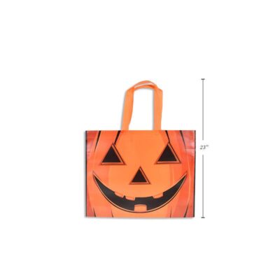 19" x 15" Coated Non Woven Jack-O-Lantern Bag w Handles