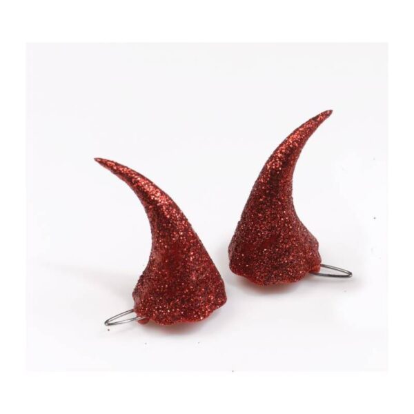 Glittered Devil Horns Hair Clips